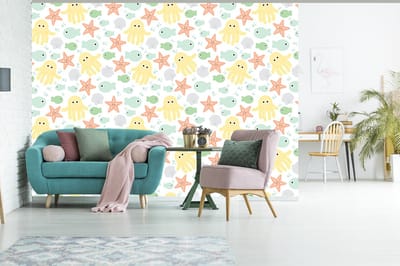 Behang - Fotobehang Zeedieren - Baby - Schelpen - Breedte 330 cm x hoogte 240 cm