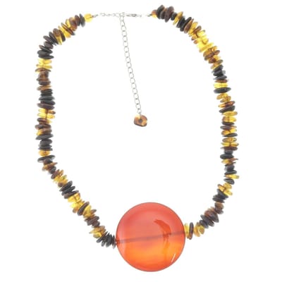 Behave - Ketting Bruin met Ronde Natuursteen Kraal - 41 cm