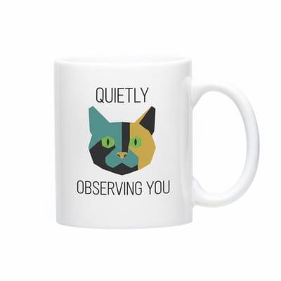 Grappige Katten Mok – “Quietly Observing You” Beker met Geometrisch Kattenontwerp, Perfect Cadeau voor Kattenliefhebbers