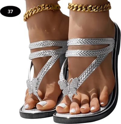 Livano Slippers Dames - Teenslippers - Flip Flops - Comfortabel - Zomer - Zilver - Maat 37