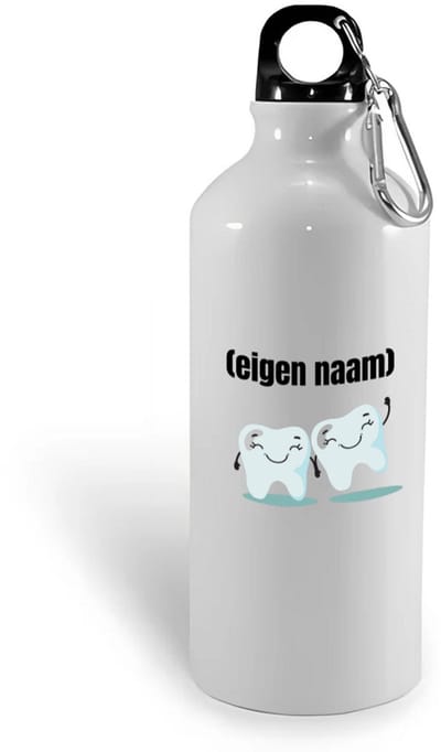 Hacebo® - 2 tanden waterfles - Tandarts - mondhygienist - met eigen naam - leuk cadeau voor iemand die tandarts is - cadeau - kado - water fles - 400ML