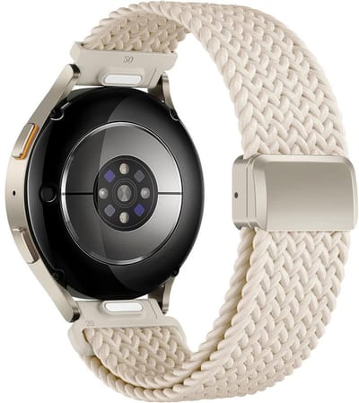 Nylon bandje - geschikt voor Garmin Venu (2 Plus) / Venu SQ (2) / Vivomove (Style - Sport) / Vivoactive 3 / 5 / 6 / Forerunner 55 / 165 / 245 / 645 / 570 - 42mm - starlight