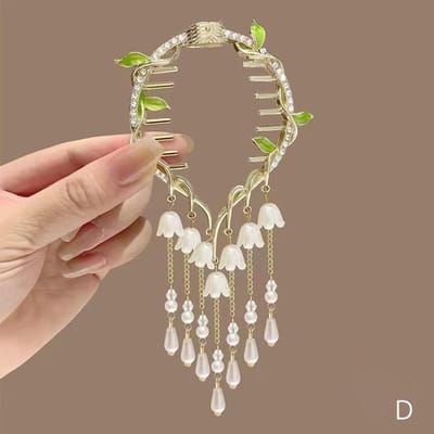 Pince à cheveux en forme de cloche orchidée, fleur, pince à cheveux, pompon, tête de pilule, boucle queue de cheval, épingle à cheveux pour femmes, Barrette, accessoires pour cheveux D