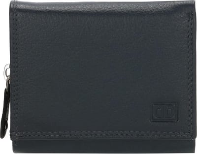 Double D kleine leren damesportemonnee Navy Blauw