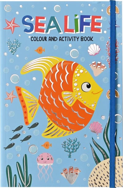 Activiteiten boek met Elastiek Sea life - Kleurboek Kinderen - Doeboek - Activiteiten Boek - Tekenblok voor Kinderen - Kleurboek Peuter - Tekenboek voor Kinderen - Tekenen Kinderen - 80 Pagina's - 21x14cm - Vanaf 3 Jaar - Multi Kleuren