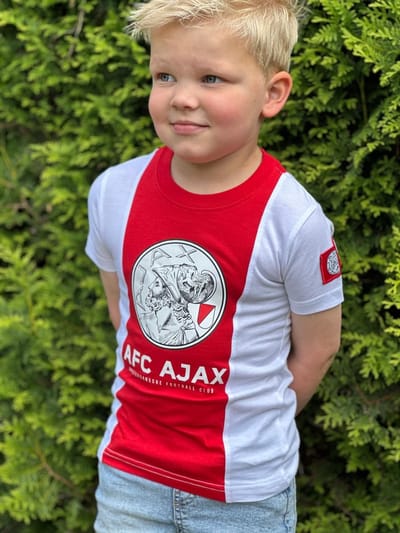 Ajax T-shirt Wit Rood Wit Oud Logo kids 176 - 100% katoen