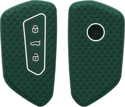 kwmobile autosleutel hoesje geschikt voor VW Golf 8 3-knops autosleutel hoes - TPU autosleutel behuizing - Beschermende auto sleutel case - Sleuteletui in dennengroen