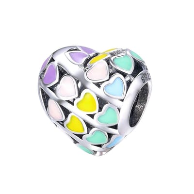 Multi heart regenboog hart bedel | bedels voor armband | love bead | Zilverana | geschikt voor alle bekende merken | 925 zilver | moederdag