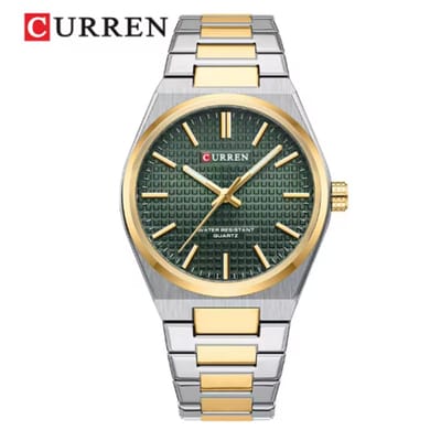 Curren - Luxe Herenhorloge - Quartz - Groene Wijzerplaat - Zilver/Gouden Band - 42mm - 8439