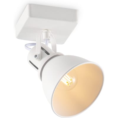 Industriële Plafondspots - Wit - Met E14 Fitting - Metaal Spotlights - 9.5 x 9.5 x 20.5cm - Voor woonkamer en slaapkamer - Lichtbron niet inbegrepen