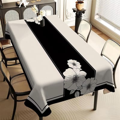 Fabriquée en polyester de première qualité, cette nappe présente un tissage jacquard fin, des broderies florales et des découpes ajourées.. Il est résistant à la chaleur et à la poussière. 145x200cm