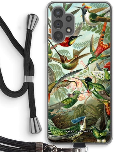 Case Company® - Hoesje met koord geschikt voor Samsung Galaxy A13 4G hoesje met Koord - Haeckel Trochilidae - Telefoonhoesje met Zwart Koord - Bescherming aan alle Kanten en Over de Schermrand