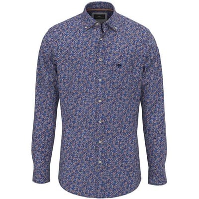 Fynch-Hatton Overhemd Mini Flower Pattern Button-Down Navy-Multi / male