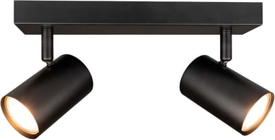 Ledvion LED Plafondspot Zwart 2-lichts Rechthoek GU10 3W warm wit