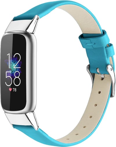 By Qubix - Compatible Fitbit bandje - Geschikt voor fitbit luxe bandje - Leren bandje - Maat: Small - Blauw Smartwatchbandje horlogeband polsband Armband Strap Band Watchband
