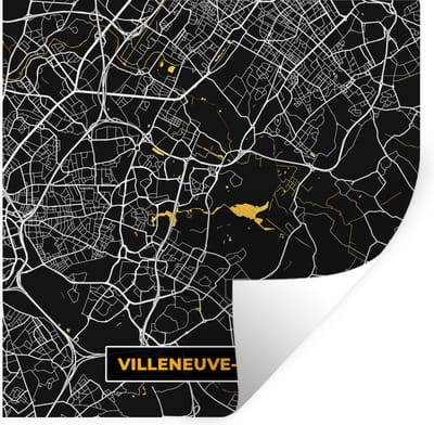 Muurstickers - Sticker Folie - Villeneuve-d'Ascq – Plattegrond – Frankrijk – Kaart – Stadskaart - 100x100 cm - Plakfolie - Muurstickers Kinderkamer - Zelfklevend Behang XXL - Zelfklevend behangpapier - Stickerfolie