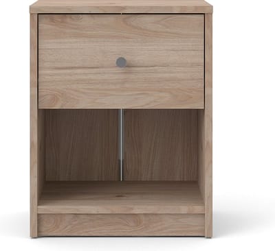 Maria nachtkastje met 1 lade en 1 plank, licht notenhout.