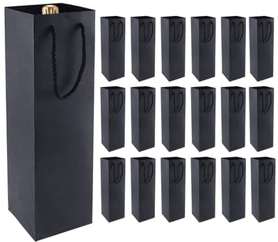 Dailygoods- Wijngeschenkzakjes 20 stuks - Kraftdesign - Cadeauzakjes - Flessenzakjes - Luxe met koordgrepen - Perfect voor zelf maken