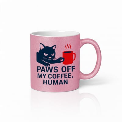 Roze Mok – “Paws Off My Coffee, Human” – Grappige Kattenmok met Boze Kat Design – Perfect Cadeau voor Koffie- & Dierenliefhebbers – 330ml Keramische Mok