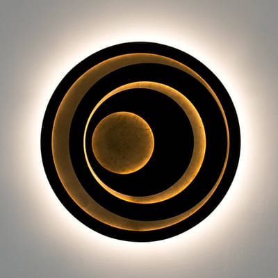 Holländer LED wandlamp SOLVANE, zwart/goud, Ø 80 cm, metaal, dimbaar
