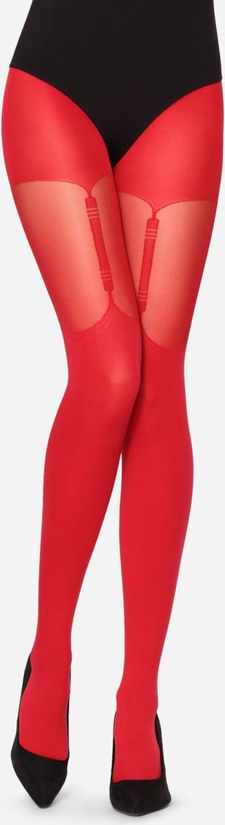 Merry Style Dames Panty - 60 DEN-Overknee-Look – Polyamide – Rood – S - MS-GB-260