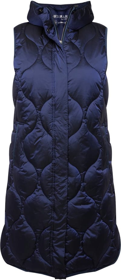 Ulla Popken - Dames - HYPRAR lange doorgestikte bodywarmer waterafstotend - Nachtblauw - Maat 46+