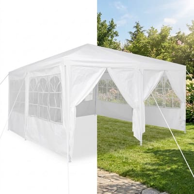 Partytent opvouwbaar - 4x4 - Paviljoen - Easy up - Waterdicht - met Zijwanden - Weerbestendig - Wit