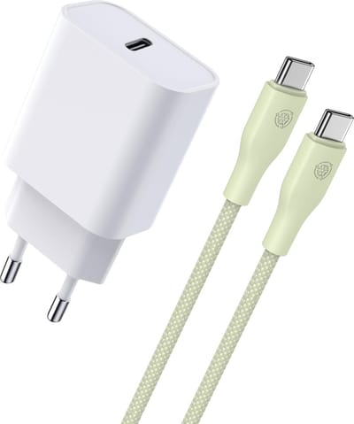 20w usb-C Adapter met usb C naar usb C Kabel Groen - 1 Meter - Snellader - Universeel