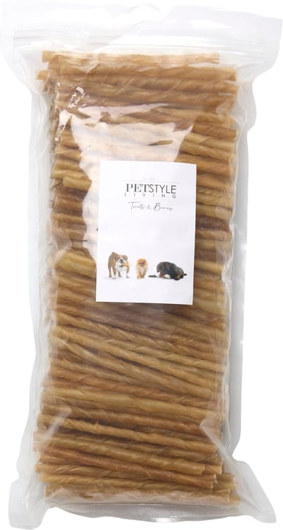Petstyle Living Gedraaide Sticks Naturel - Hondensnacks- 12.5cm - 200 Stuks