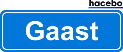 Hacebo - Plaatsnaam Sticker - 29x10 CM - Gaast sticker - Verkeersborden sticker - grappige cadeaus - Gaast