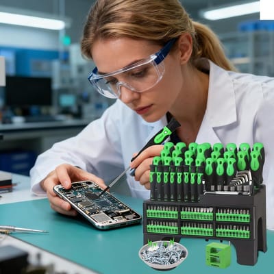 Schroevendraaier Kit - Reparatieset Gereedschap - Elektronica Reparatie - Magnetische Punten - 118 Delig - Groen