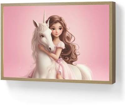 Nachtlampje 60x40 cm - Kinder lamp - Prinses - Roze - Eenhoorn - Tafellamp kinderkamer draadloos - Slaapkamer lampje - Bedlamp kinderen - Kinderlampje - Wandlamp babykamer - Nachtlampjes