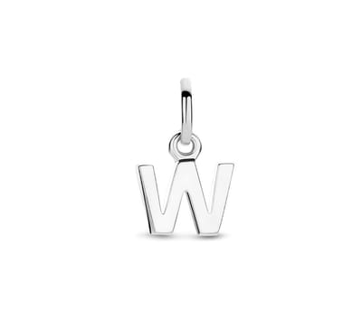 Zilver Gerhodineerde Hanger letter W 1333763