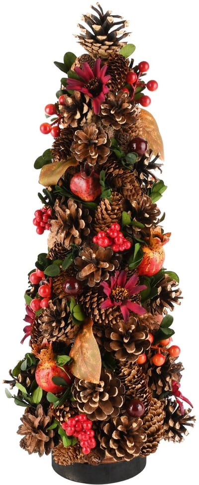 Tafelstukje/bloemstukje op voet bloem en bes 45 cm hoog - tuinbeeld - hoogkwalitatieve kunststof - decoratiefiguur - interieur - accessoire - voor binnen en buiten - herfstcollectie - geschenk - cadeau - gift - verjaardag