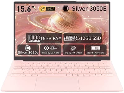 AUUSDA Laptop 15,6 inch, 16 GB DDR4, 512 GB SSD, Dual-Core 3050E (tot 2,80 GHz), notebook met vingerafdruksensor, verlicht toetsenbord, dubbele luidsprekers, HDMI, laptop voor studenten en kantoor