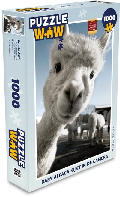Puzzel Alpaca - Dier - Wit - Legpuzzel - Puzzel 1000 stukjes volwassenen