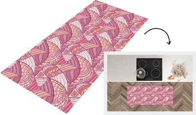 Keukenloper - Loper keuken - Meiden - Veren - Roze - Patronen - 120x50 cm - Keukenloper vinyl