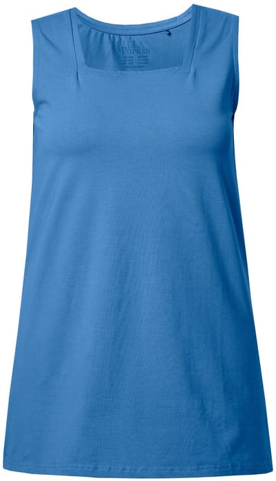 Ulla Popken - Dames - Longtop classic fit carréhals mouwloos - Korenbloem - Maat 42+