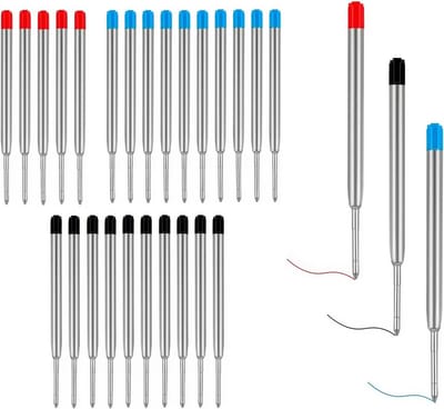25 Stuks Balpen Navullingen Set, Inkt Navullingen in 3 Kleuren, Geschikt voor Diverse Balpennen