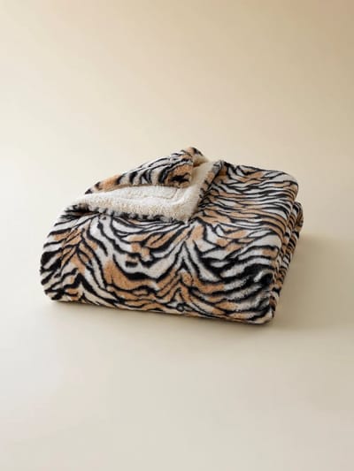 Plaids Cocooning - fleece deken - plaid - Sherkan - Zwart Bruin Beige - Superzachte fleece - 200 cm x 150 cm