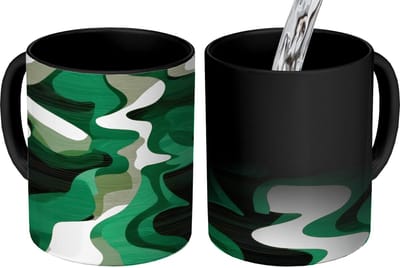 Magische Mok - Foto op Warmte Mokken - Koffiemok - Abstract - Camouflage - Groen - Magic Mok - Beker - 350 ML - Theemok