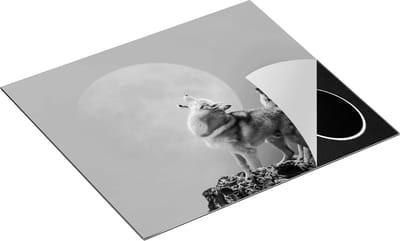 Chefcare Inductie Beschermer Twee Wolven Die Huilen tijdens Volle Maan - Zwart Wit - 60x50 cm - Afdekplaat Inductie - Kookplaat Beschermer - Inductie Mat