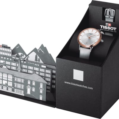 Tissot Série Runtin Mouvement Quartz Cadran Argenté Bracelet Cuir Étanche Calendrier Montre Élégante Simple Mode Montres Femmes T133.210.26.031.00 Regular Watch Box white