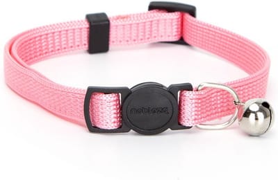 Nobleza Kattenhalsband met Belletje - Veiligheidssluiting - Verstelbaar 22-35 cm - Nylon - Roze