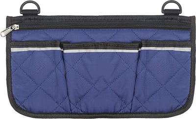 Rolstoel zijtas met reflecterende strip, rolstoeltas rolstoel armsteun accessoires tas zijvak opbergruimte ophangbevestigingen organizer voor buiten babykar rollator elektrische scooter ouderen senioren volwassenen - donkerblauw - 32.5*18cm