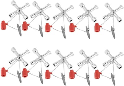 Veelzijdige 5-in-1 Kruissleutel en 10 Stuks Universele Controlekast Sleutels voor Handgereedschap