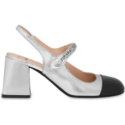 Moschino Mary Jane In Cracklé And Patent Leather Silver Maat: 36 | Pumps Outlet | Dames | Zwart