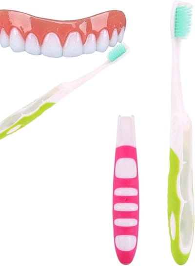 Opvouwbare Tandenborstel - Reis Tandenborstel - Hygiënisch Tandenpoetsen - Verschillende Kleuren - 2 Stuks - Gemengde Kleuren