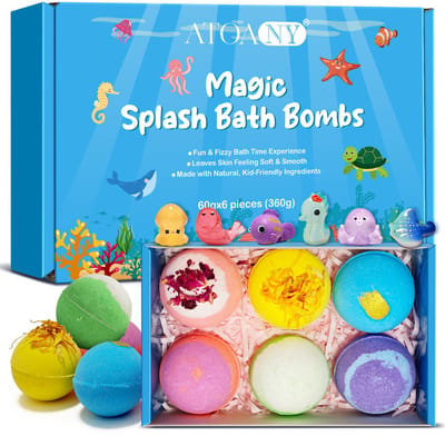 ATOANY Badbommen voor Kinderen – 6 Stuks – Bruisballen met Verrassingsspeeltje – Cadeau voor Jongens & Meisjes – Badbommen Cadeauset – 360g