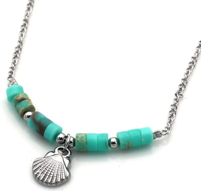 Dames Ketting - Zilver - Schelpen Design - Roestvrijstaal (RVS) - 45CM